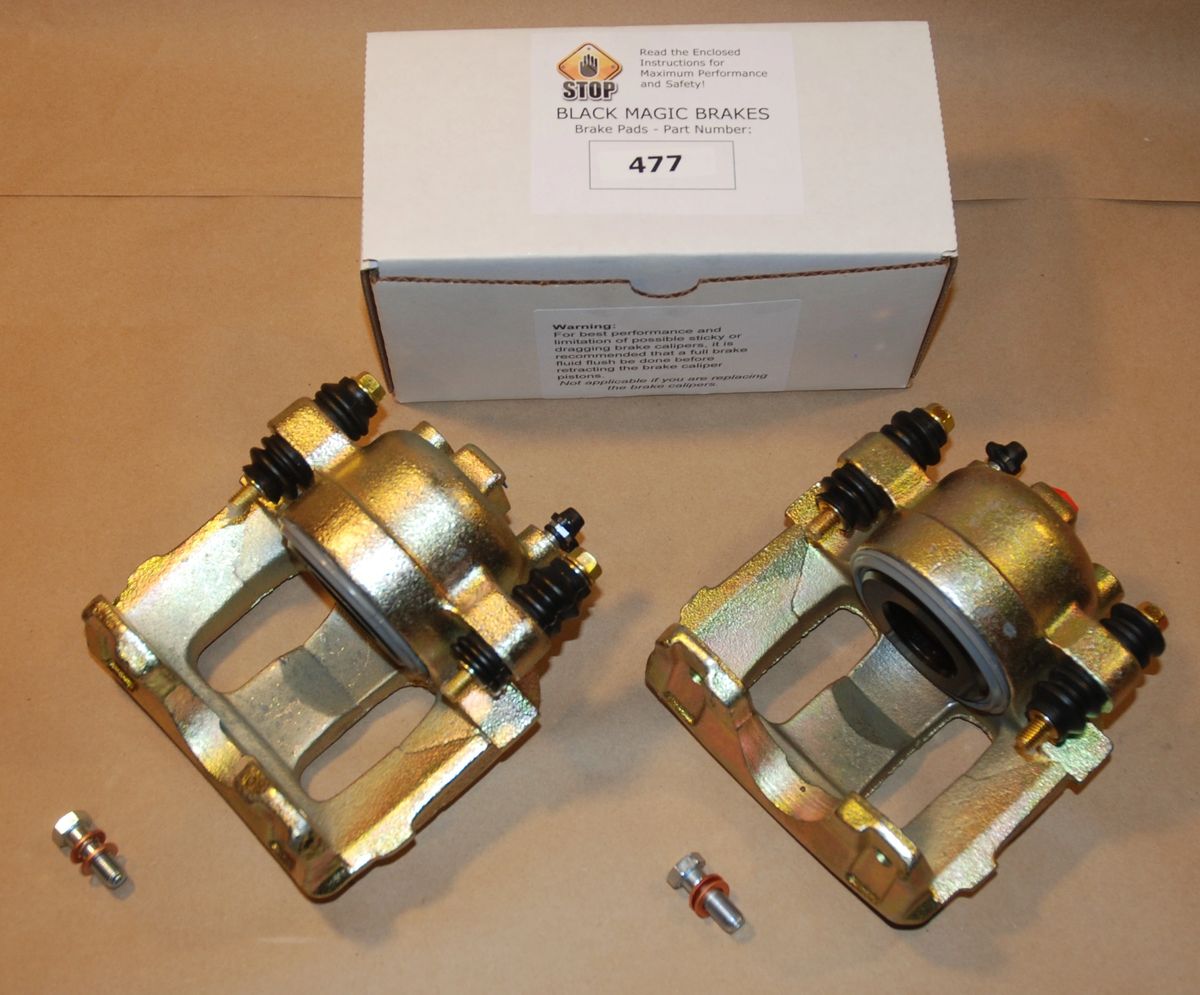 Jeep Front Black Magic Brake Pads and Zinc Plated Front Stock Calipers